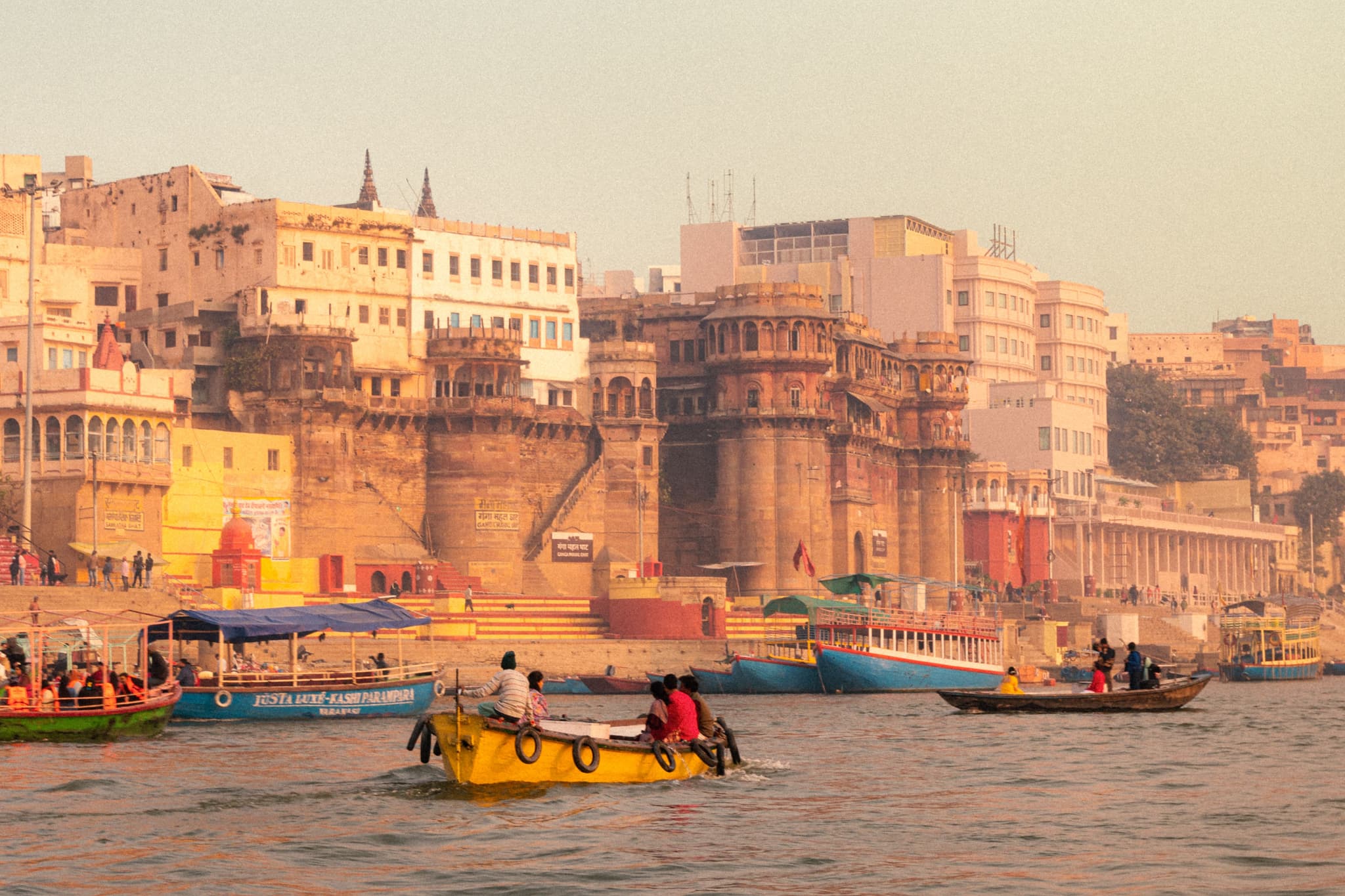 Historic temple architecture along the Varanasi ghats